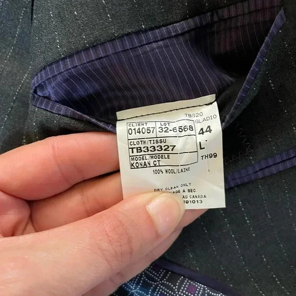 Ted Baker Endurance Wool Sports Coat Charcoal Gray With White Stripe Size 44L - Picture 4 of 10